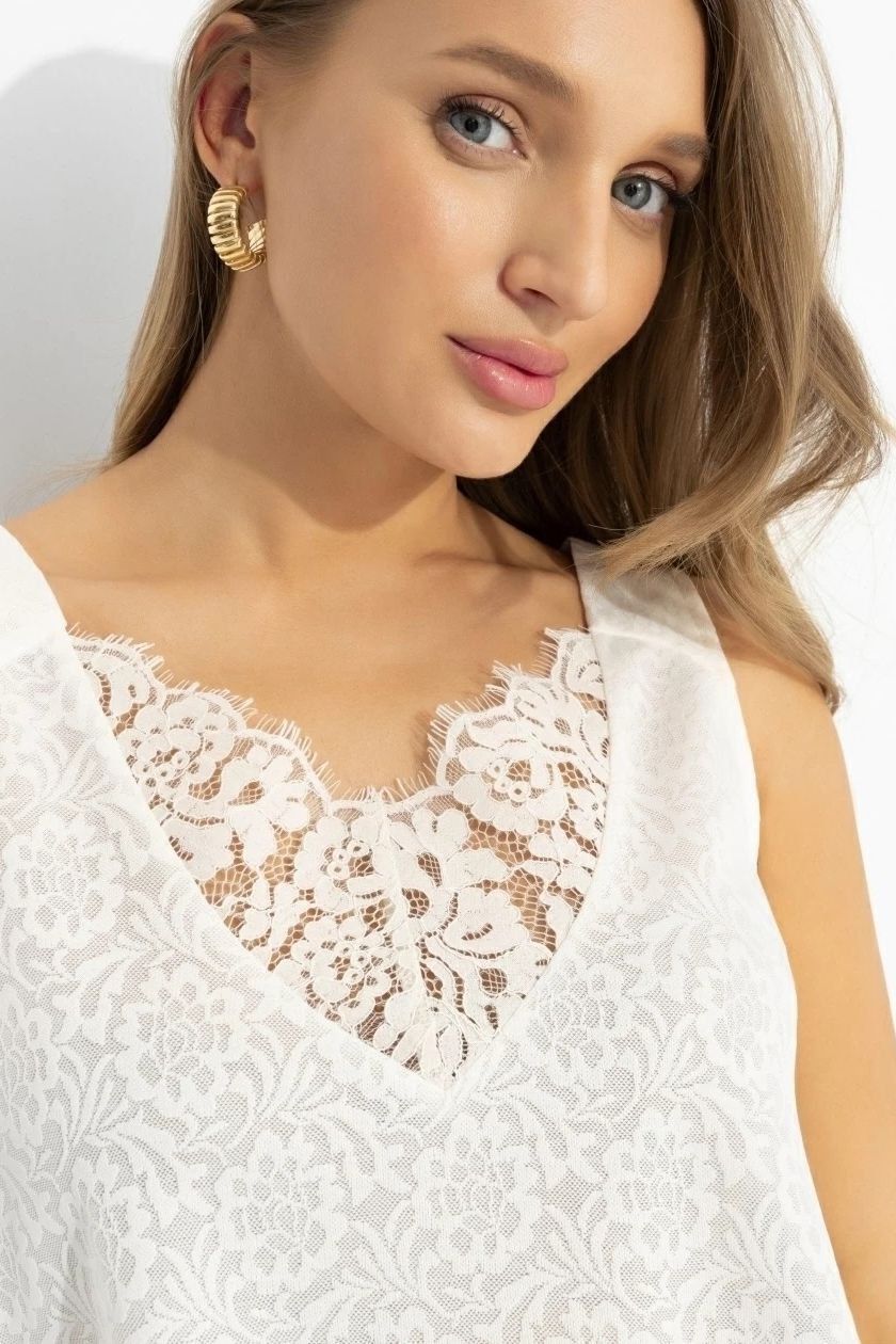 Топ трикотажный жаккардовый с кружевом Charutti(фото3)