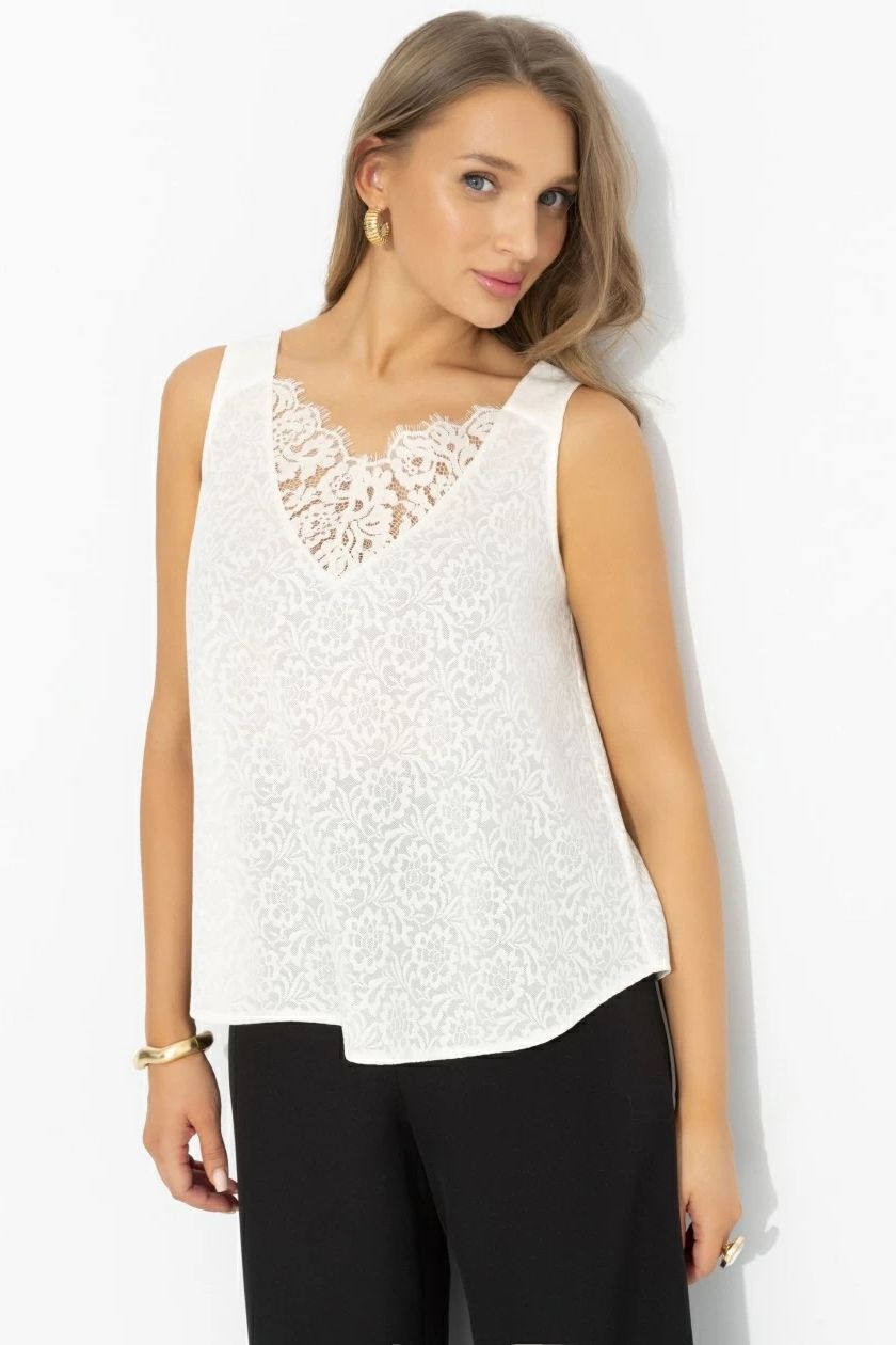 Топ трикотажный жаккардовый с кружевом Charutti(фото4)