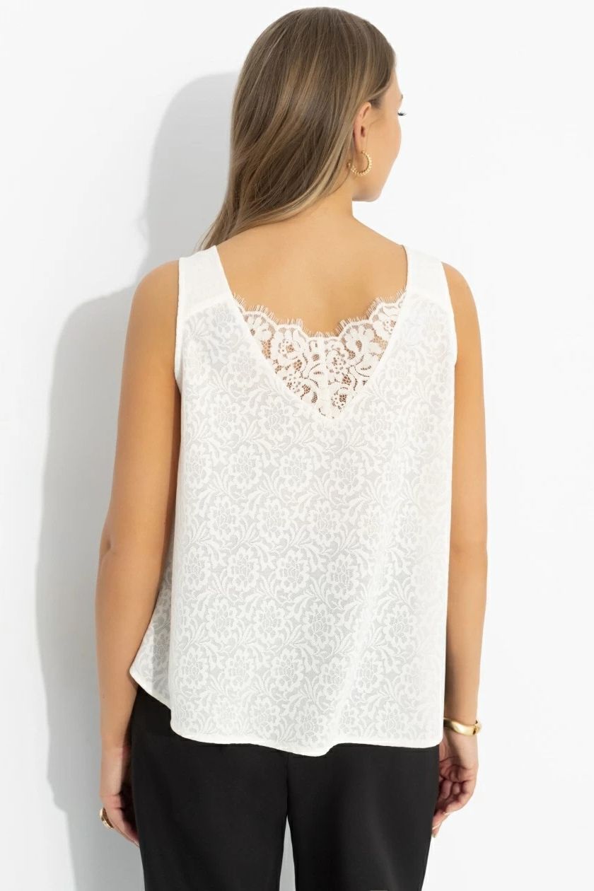 Топ трикотажный жаккардовый с кружевом Charutti(фото5)