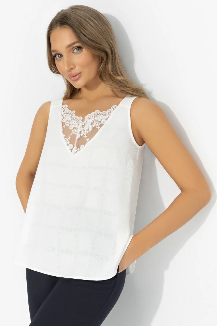 Топ белый с кружевом Charutti(фото5)