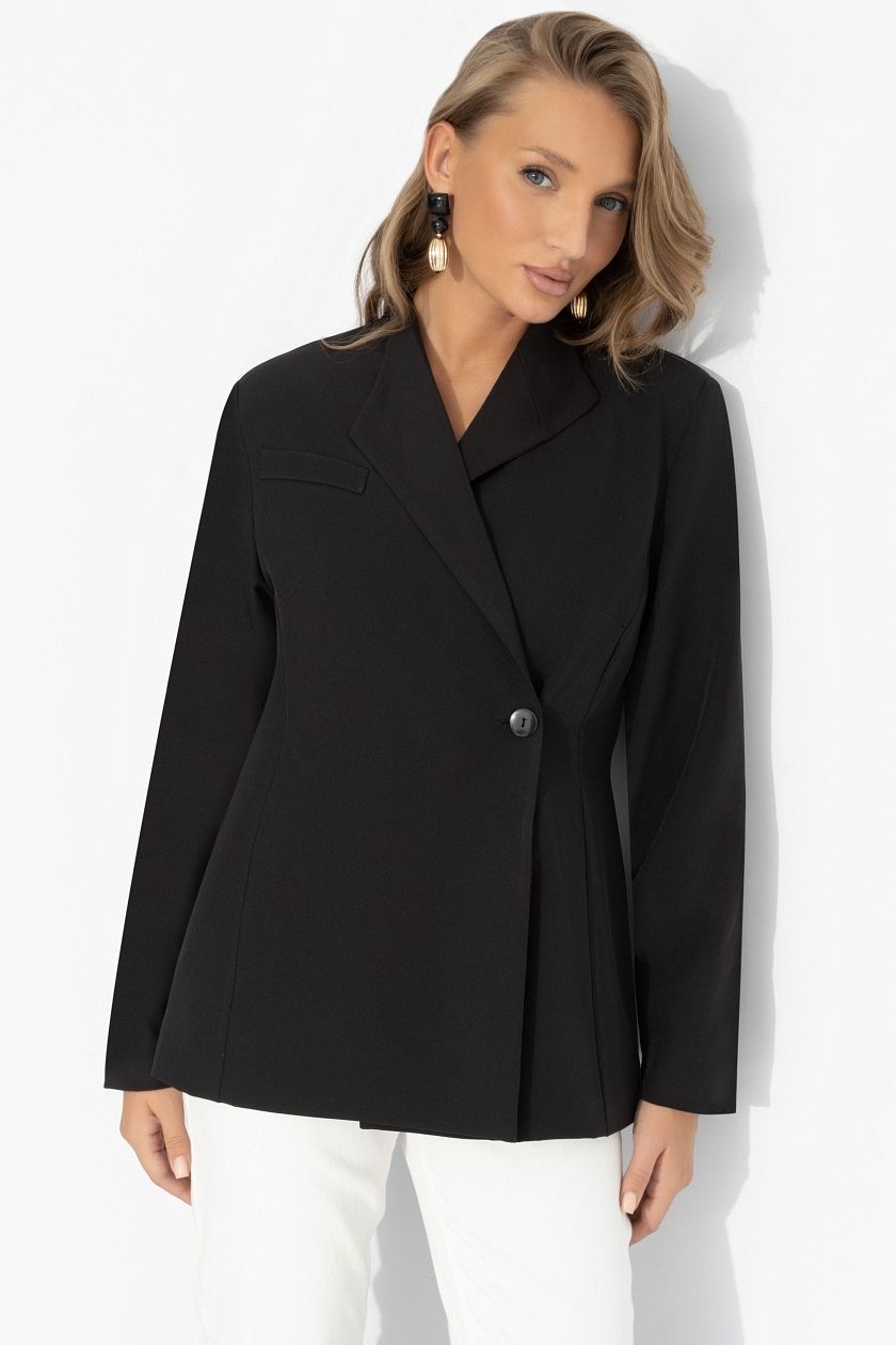 Жакет чёрный асимметричного кроя Charutti