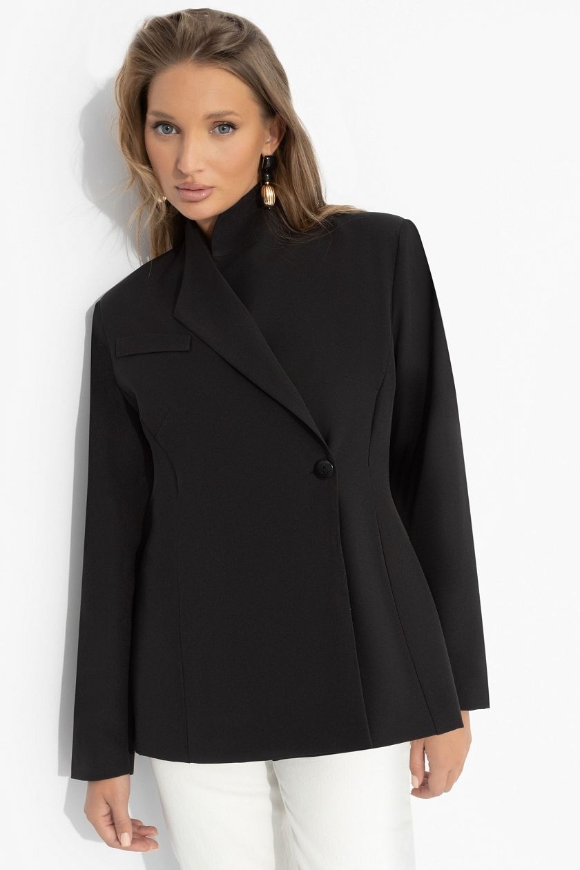 Жакет чёрный асимметричного кроя Charutti(фото3)