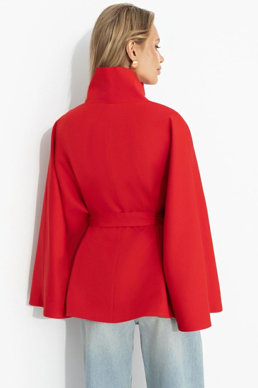 Жакет‑кейп с поясом в красном цвете Charutti(фото5)