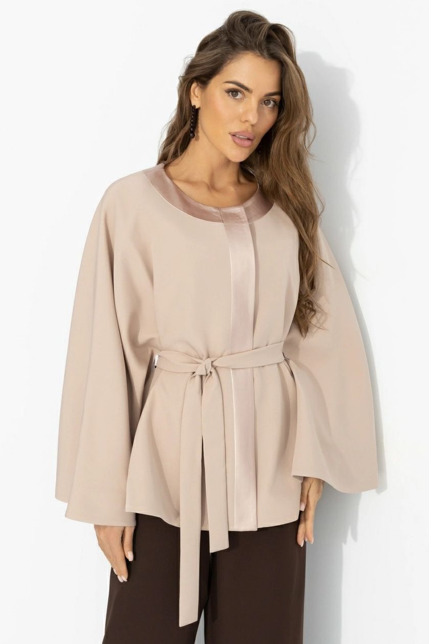 Жакет‑кейп бежевый на подкладе Charutti