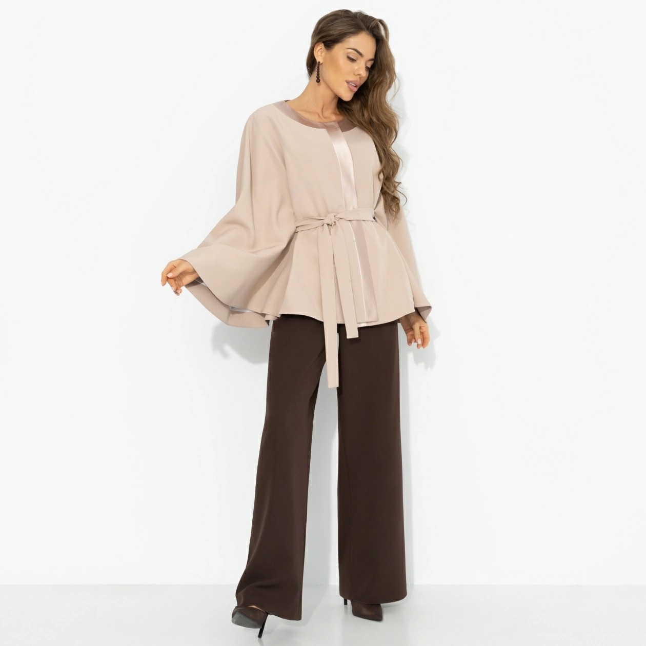 Жакет‑кейп бежевый на подкладе Charutti(фото2)