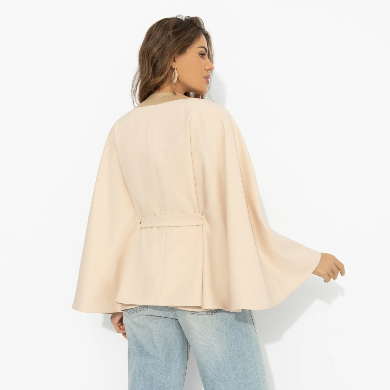 Жакет‑кейп бежевый на подкладе Charutti(фото6)