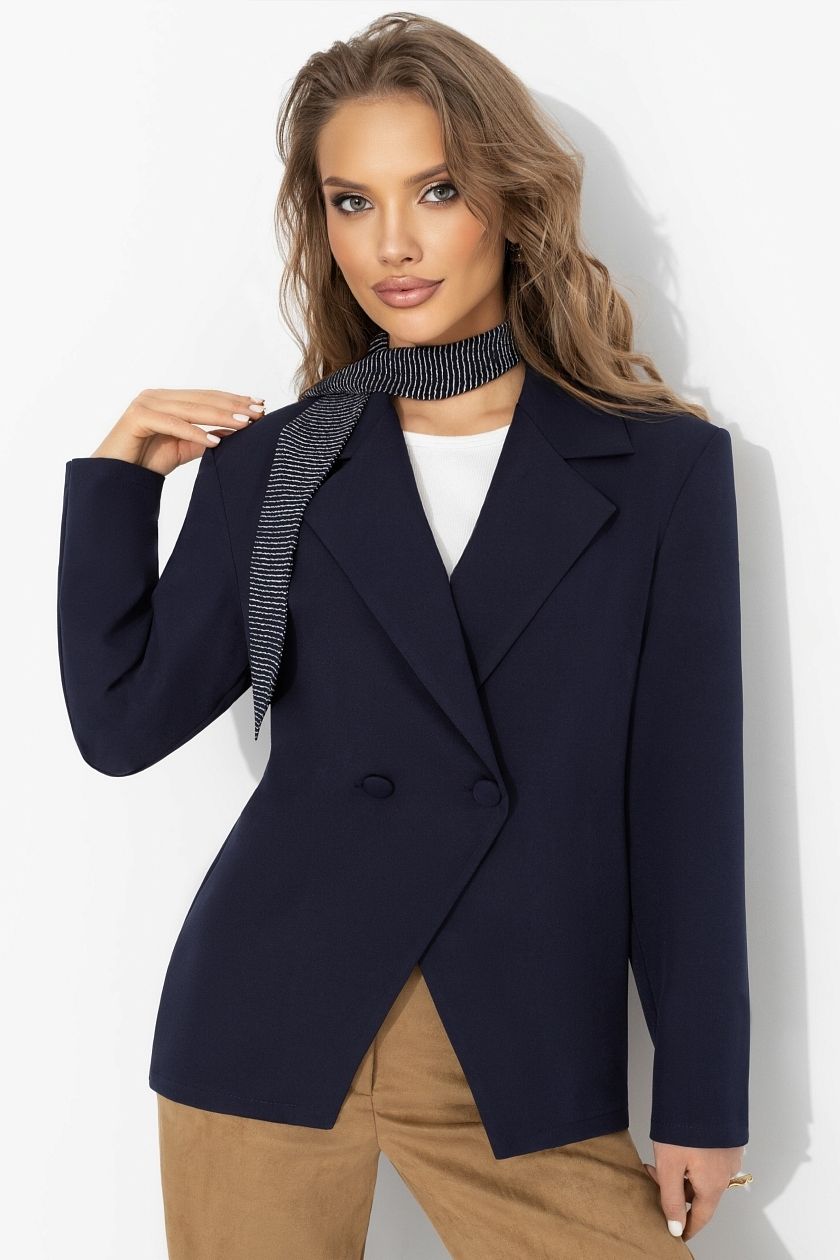 Жакет тёмно-синий с застёжкой на пуговицу Charutti(фото6)