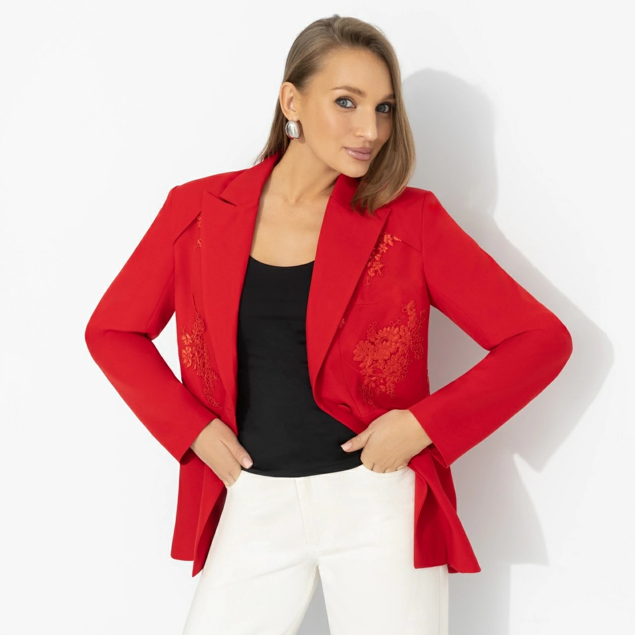 Жакет красный с кружевом на подкладе Charutti(фото3)