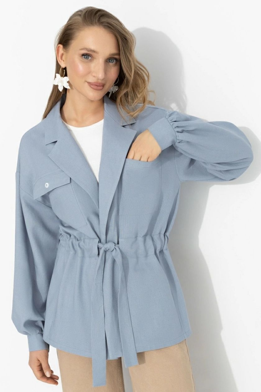 Жакет голубой в стиле сафари Charutti