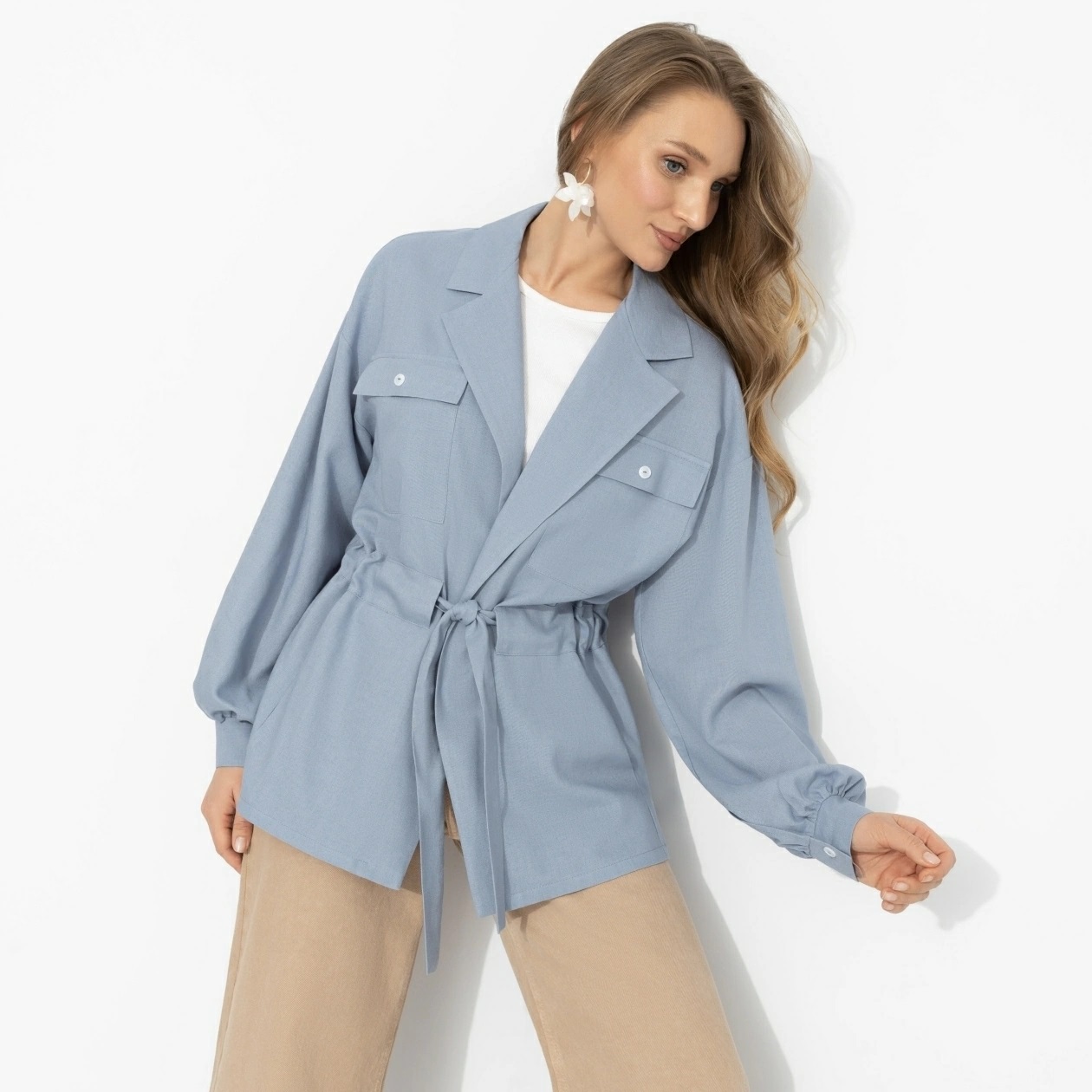 Жакет голубой в стиле сафари Charutti(фото3)