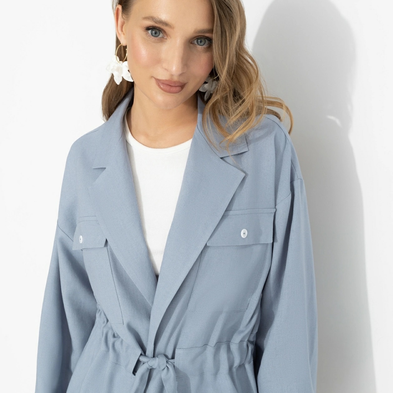 Жакет голубой в стиле сафари Charutti(фото4)