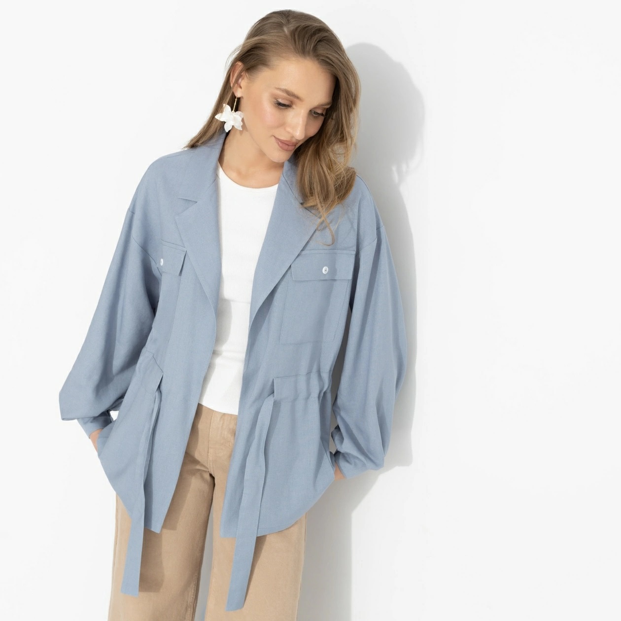 Жакет голубой в стиле сафари Charutti(фото6)