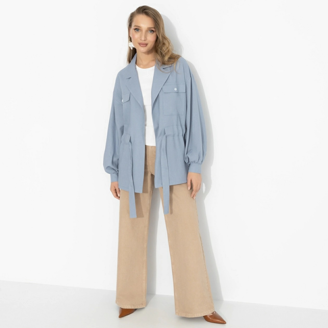 Жакет голубой в стиле сафари Charutti(фото2)