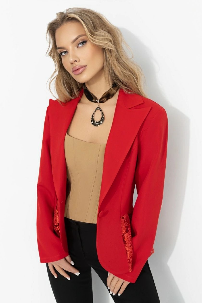 Жакет красный с кружевом Charutti(фото3)