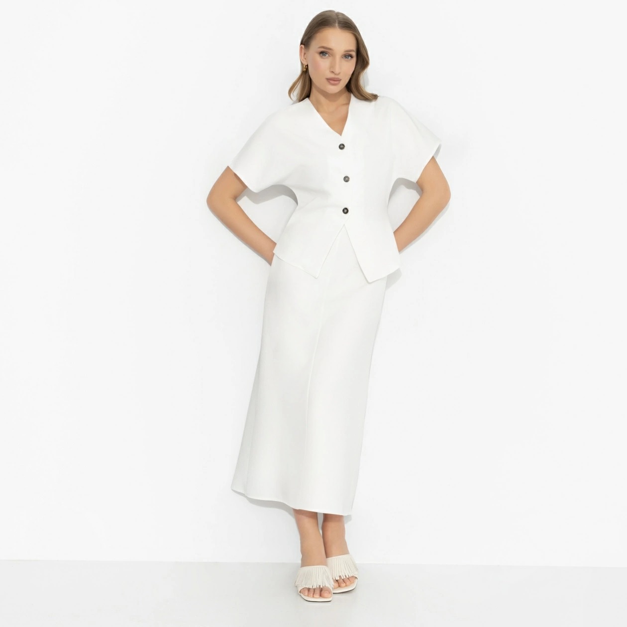 Жилет белый приталенного силуэта Charutti(фото6)