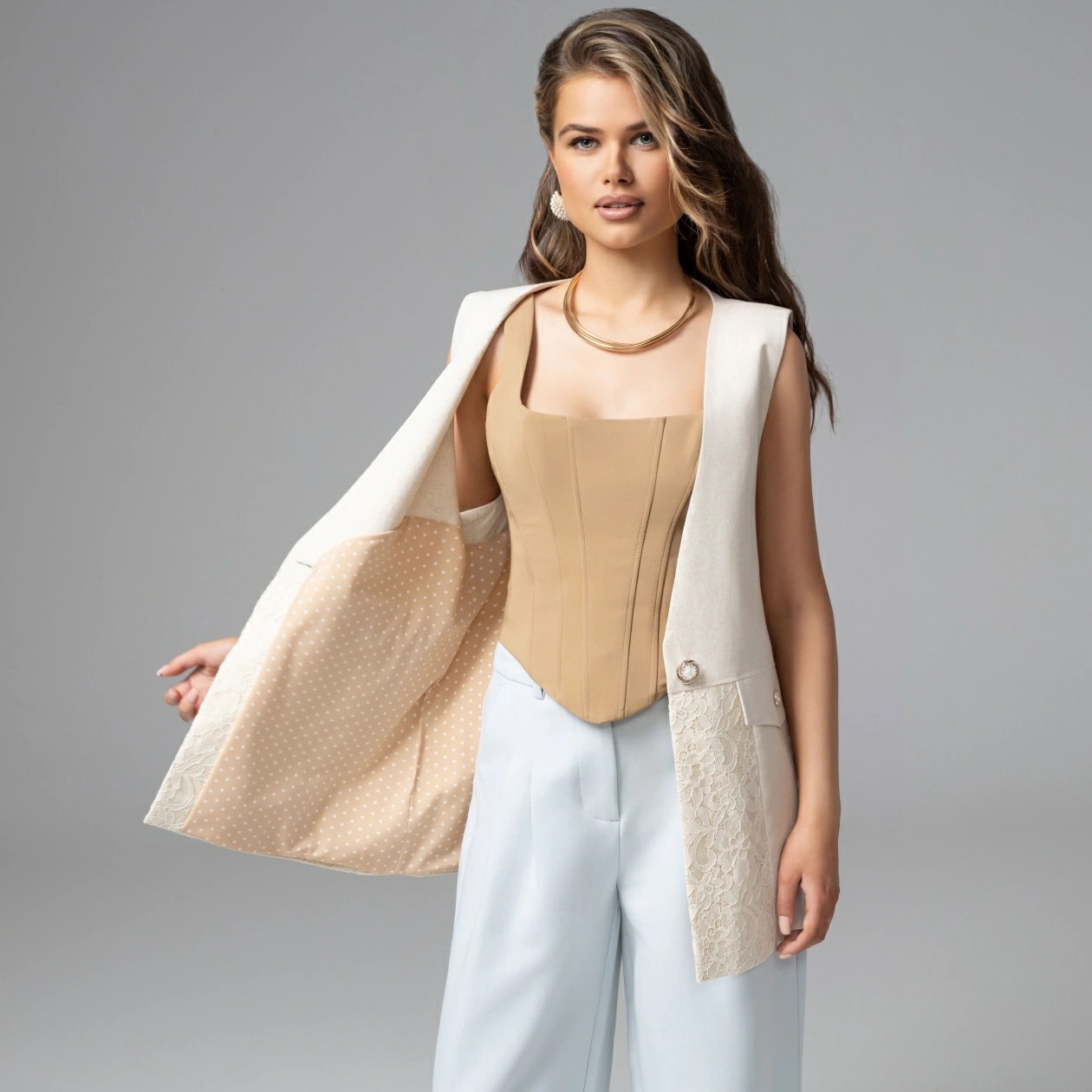 Жилет бежевый на подкладе Charutti(фото7)