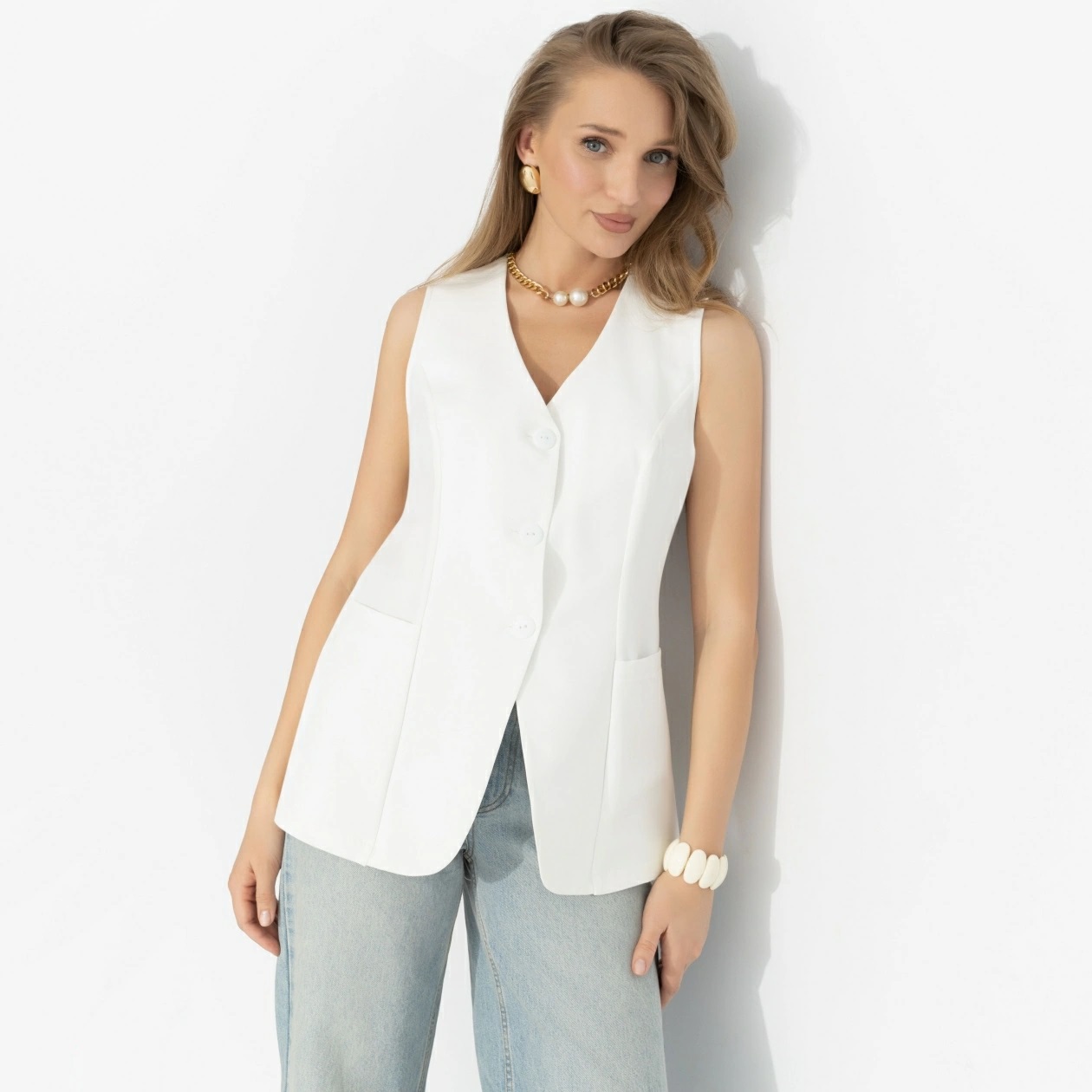 Жилет белый с карманами Charutti(фото3)
