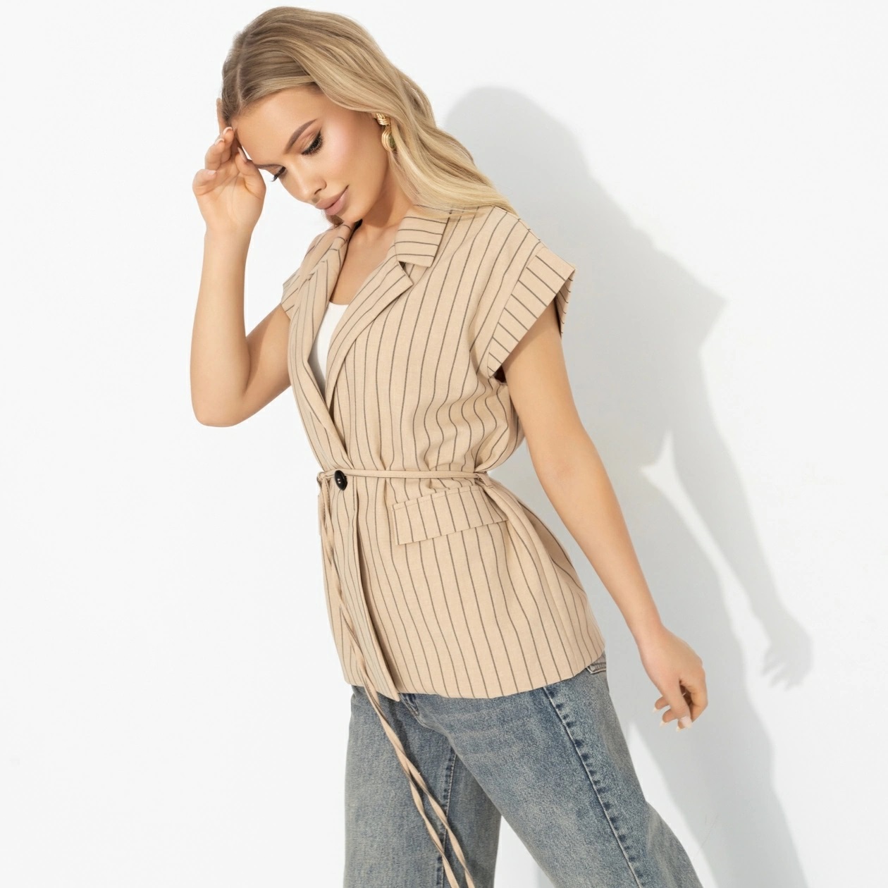 Жилет бежевый в полоску Charutti(фото4)