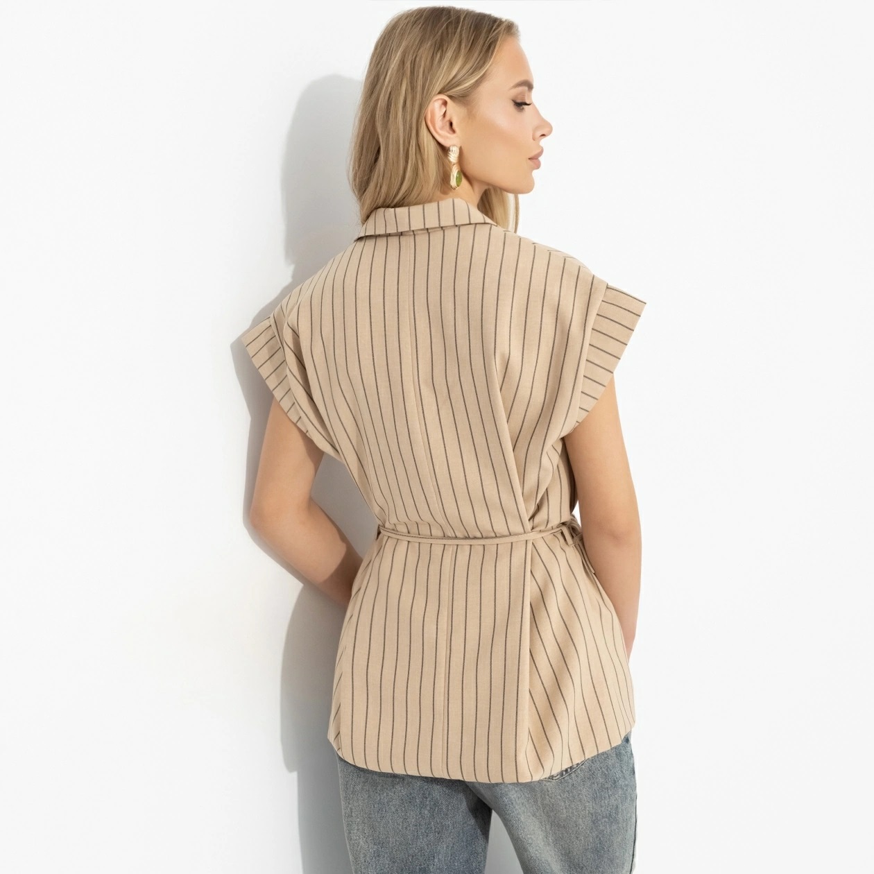 Жилет бежевый в полоску Charutti(фото5)