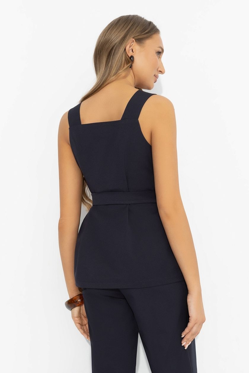 Жилет тёмно-синий с поясом Charutti(фото6)