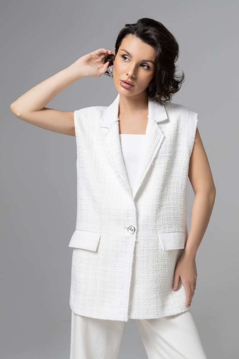 Жилет белый из твида Charutti(фото2)
