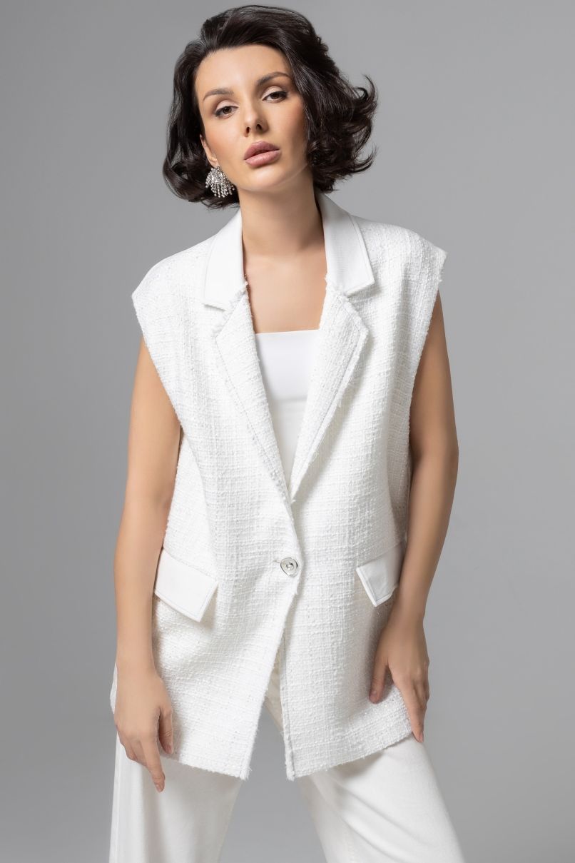 Жилет белый из твида Charutti(фото4)