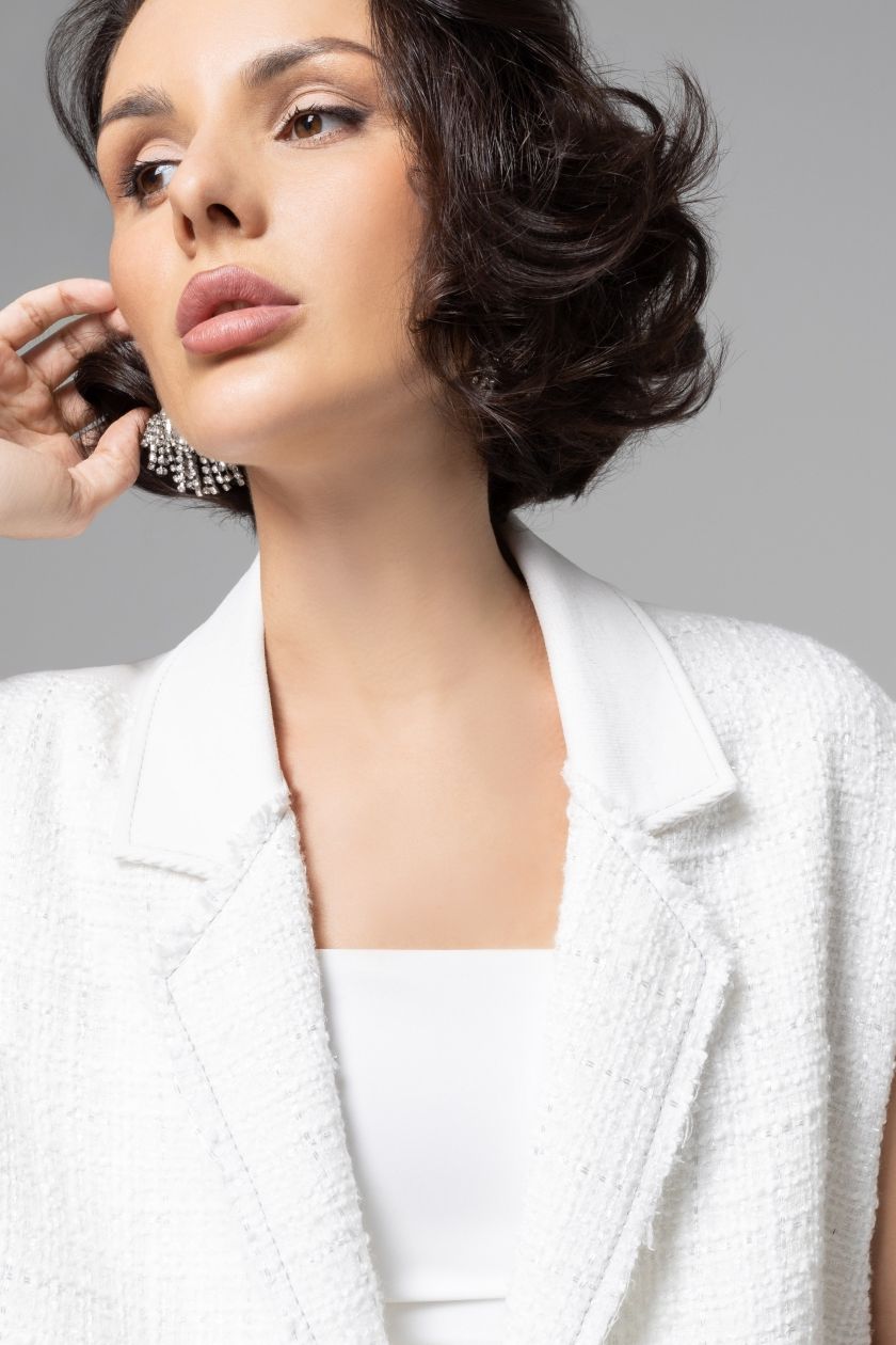 Жилет белый из твида Charutti(фото3)