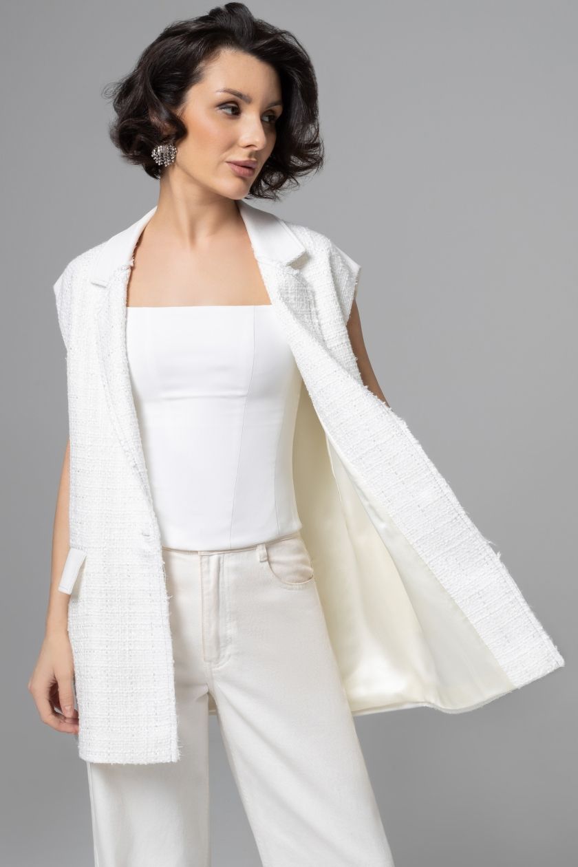 Жилет белый из твида Charutti(фото6)