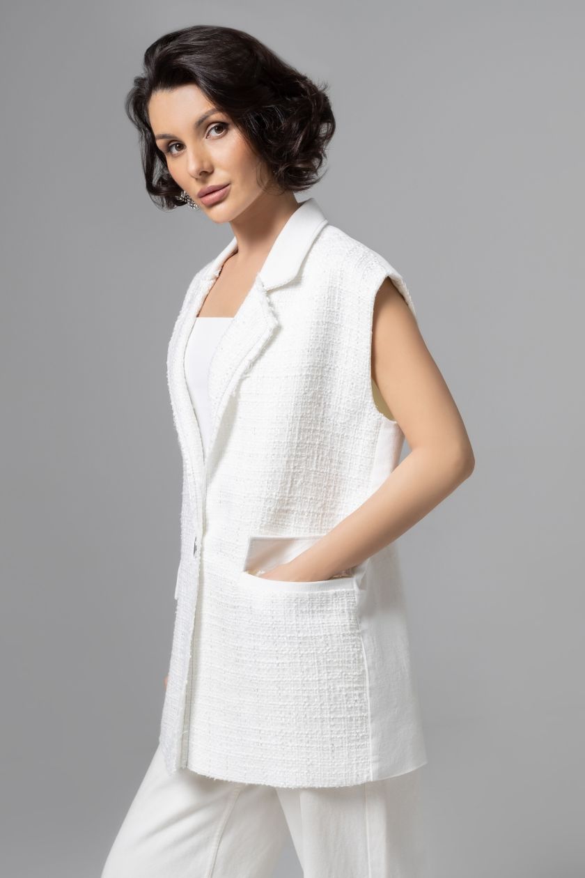 Жилет белый из твида Charutti(фото7)