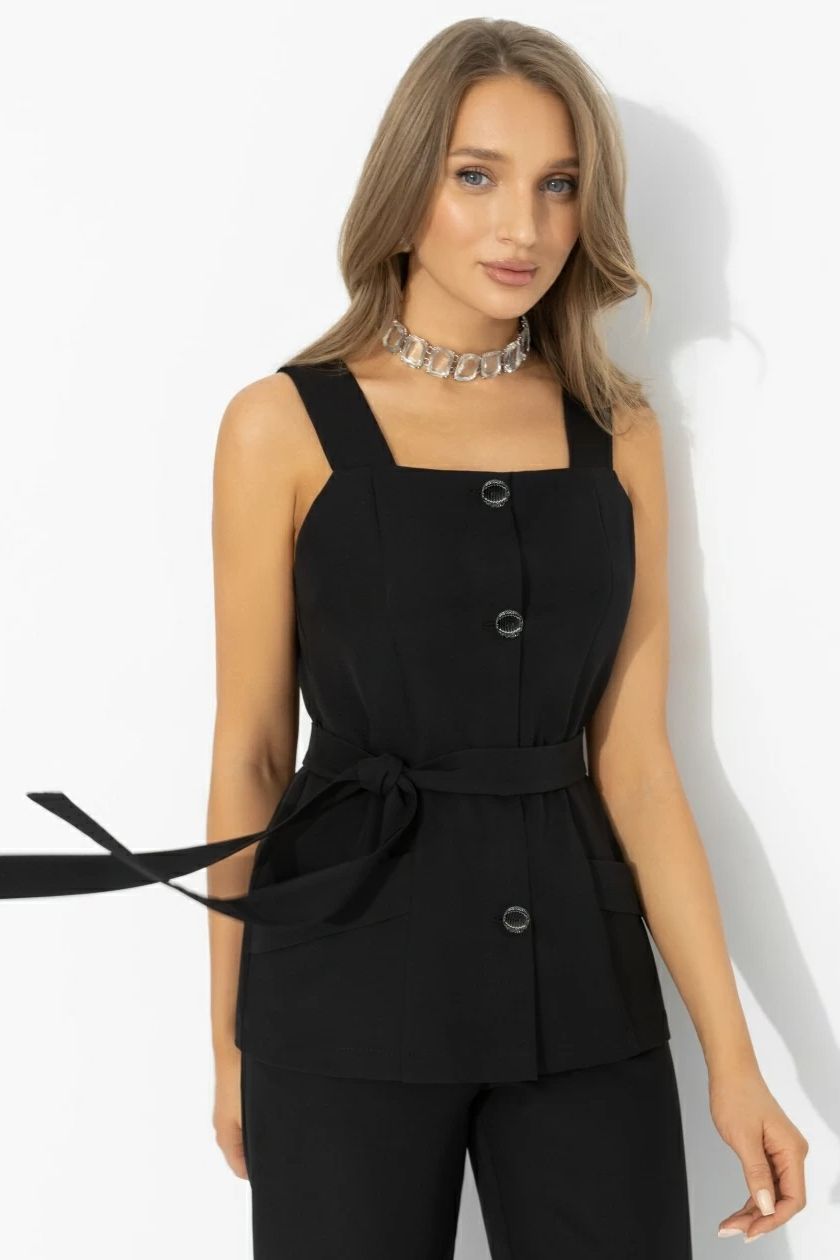 Жилет чёрный с поясом Charutti(фото3)