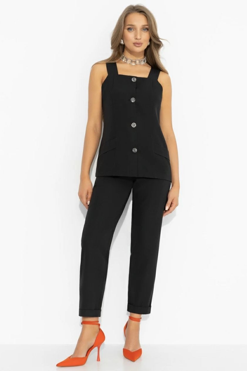 Жилет чёрный с поясом Charutti(фото4)