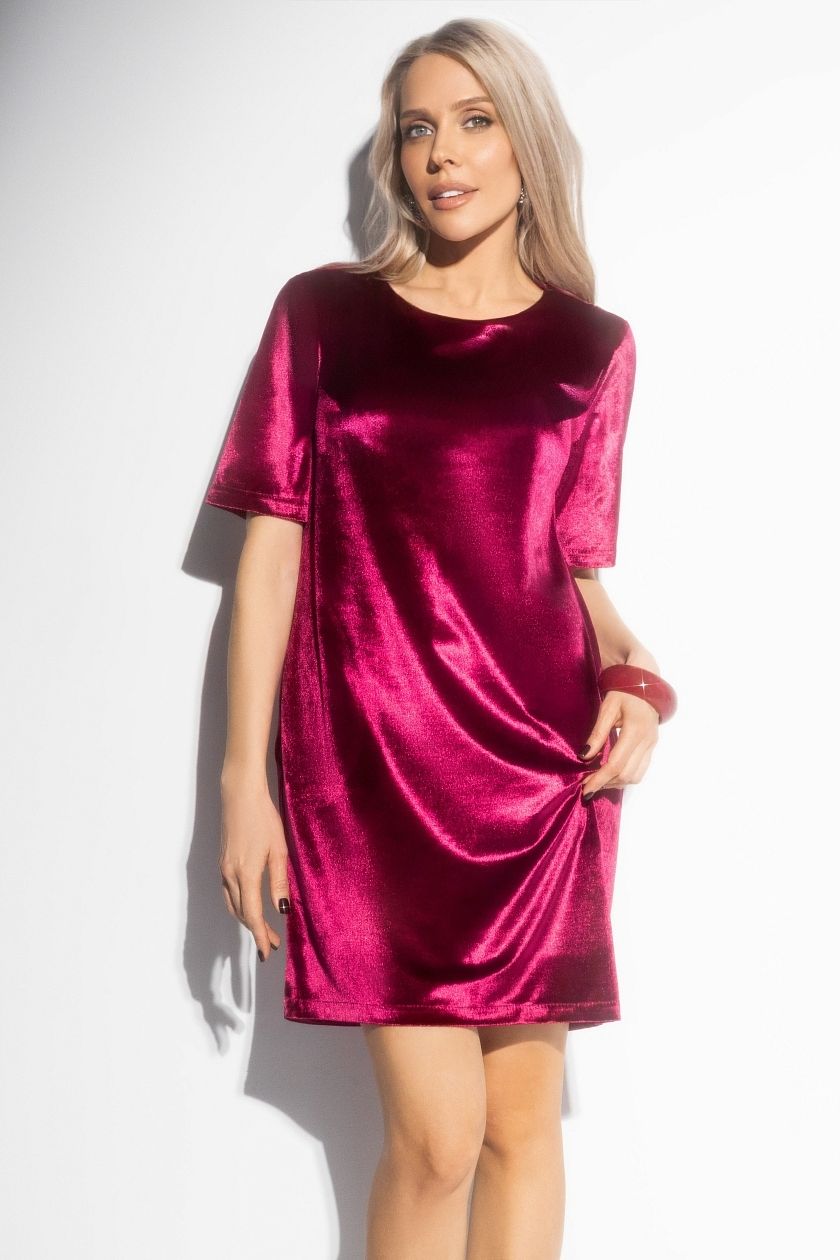 Платье бархатное бордовое с карманами Charutti(фото6)