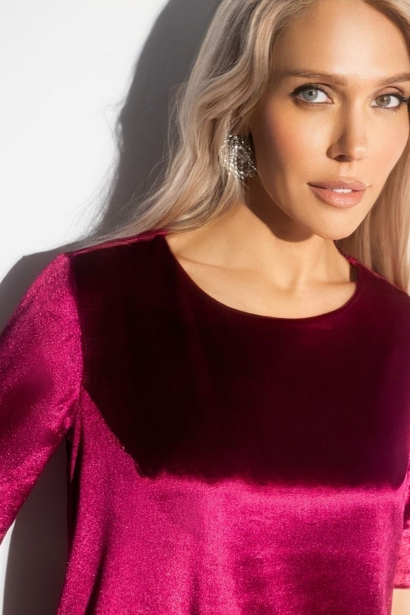 Платье бархатное бордовое с карманами Charutti(фото4)