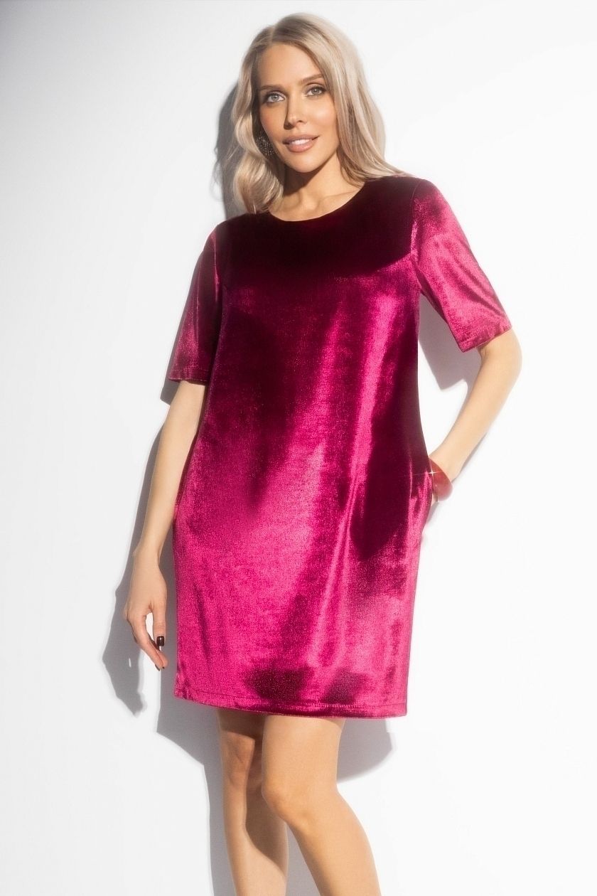 Платье бархатное бордовое с карманами Charutti