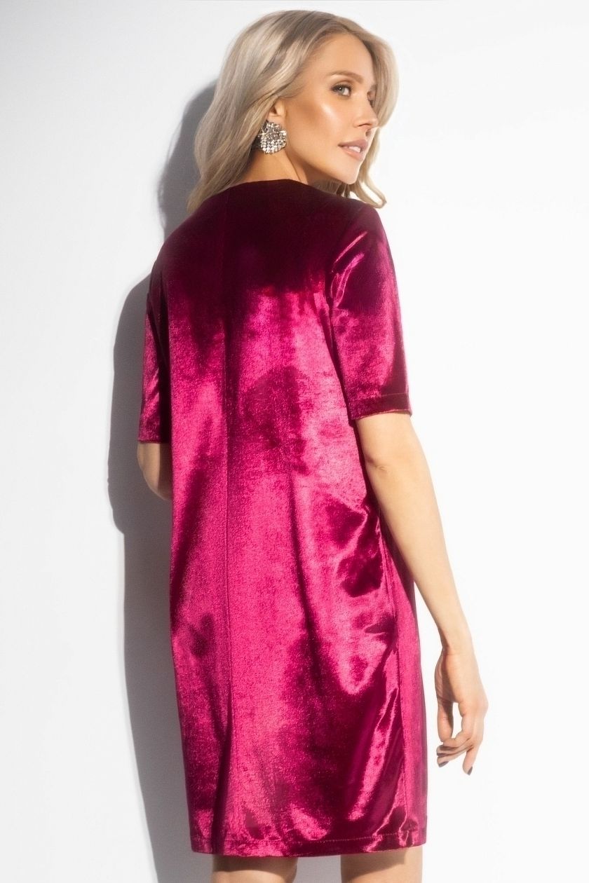 Платье бархатное бордовое с карманами Charutti(фото8)