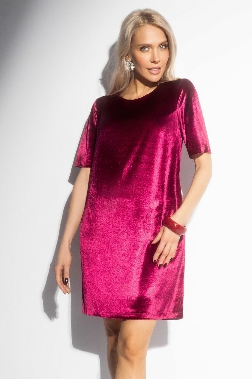 Платье бархатное бордовое с карманами Charutti(фото3)