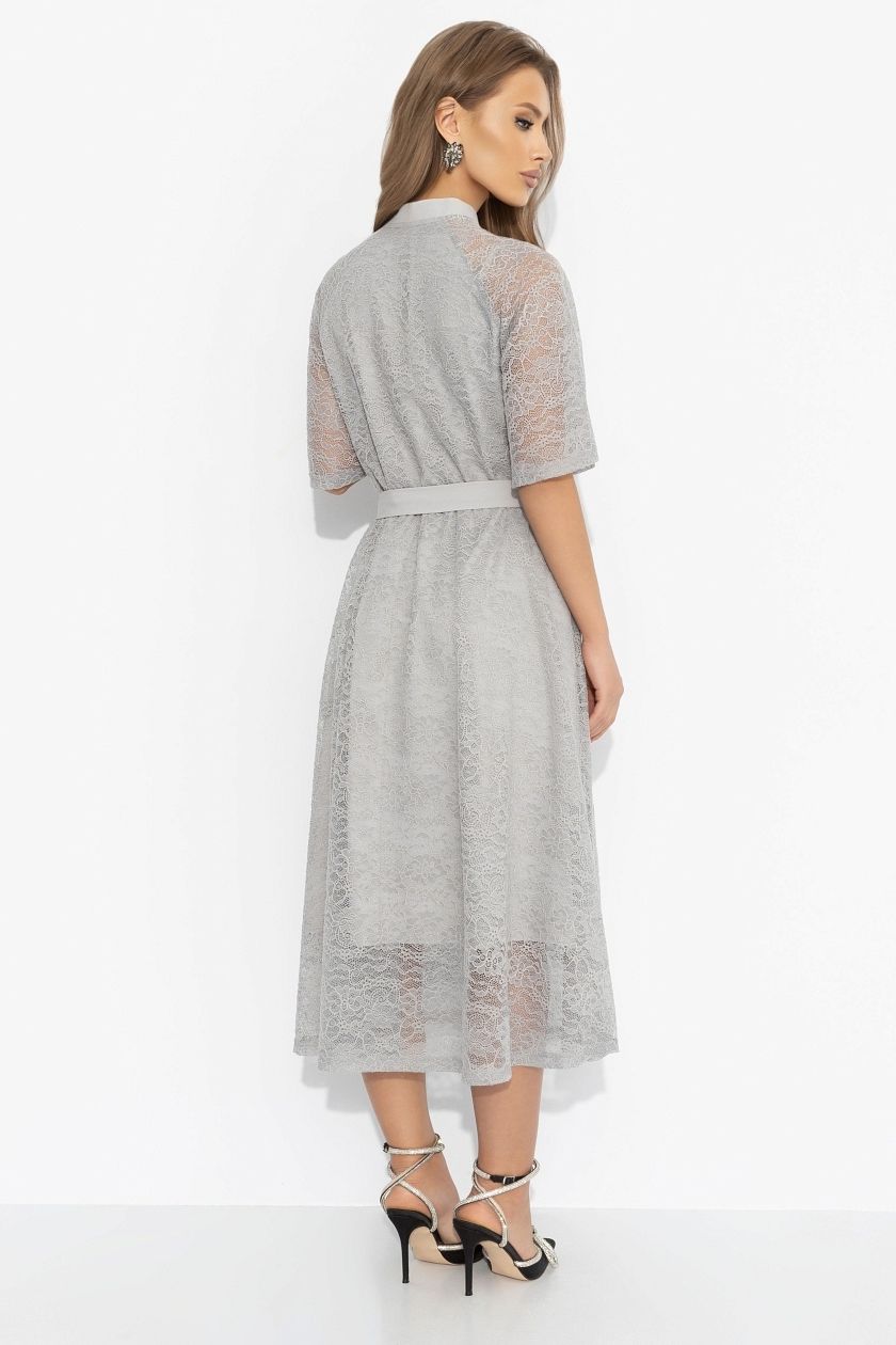 Платье кружевное серое на трикотажном подкладе Charutti(фото8)