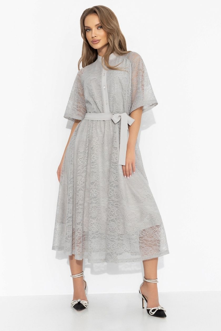 Платье кружевное серое на трикотажном подкладе Charutti