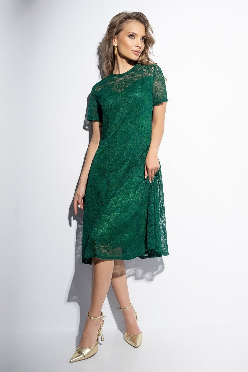 Платье кружевное зелёное на подкладе Charutti(фото2)