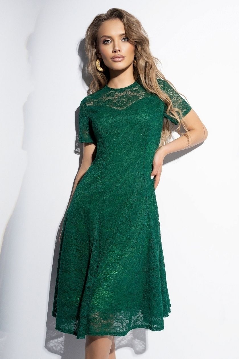 Платье кружевное зелёное на подкладе Charutti