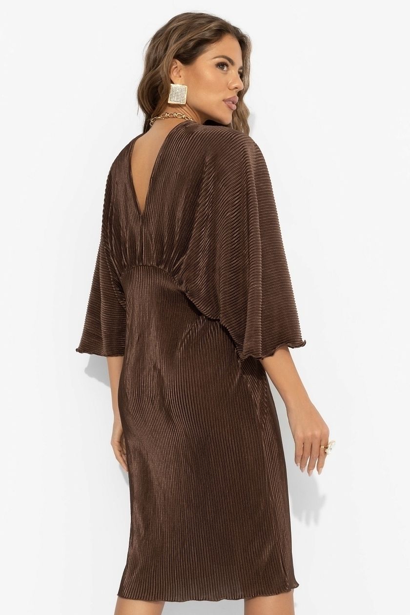 Платье коричневое из трикотажа-гофре Charutti(фото6)