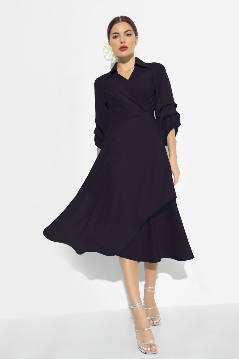 Платье на запах черничного цвета с карманами Charutti(фото2)