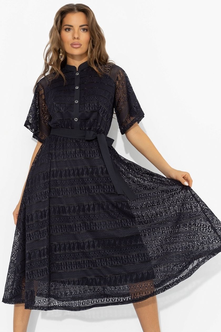Платье кружевное тёмно-синее на трикотажном подкладе Charutti