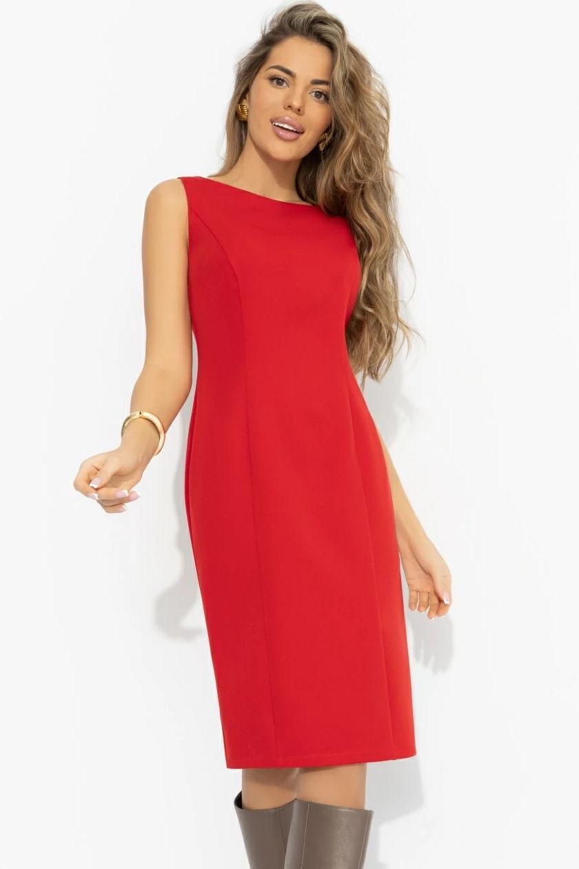 Платье-футляр красное без рукавов Charutti