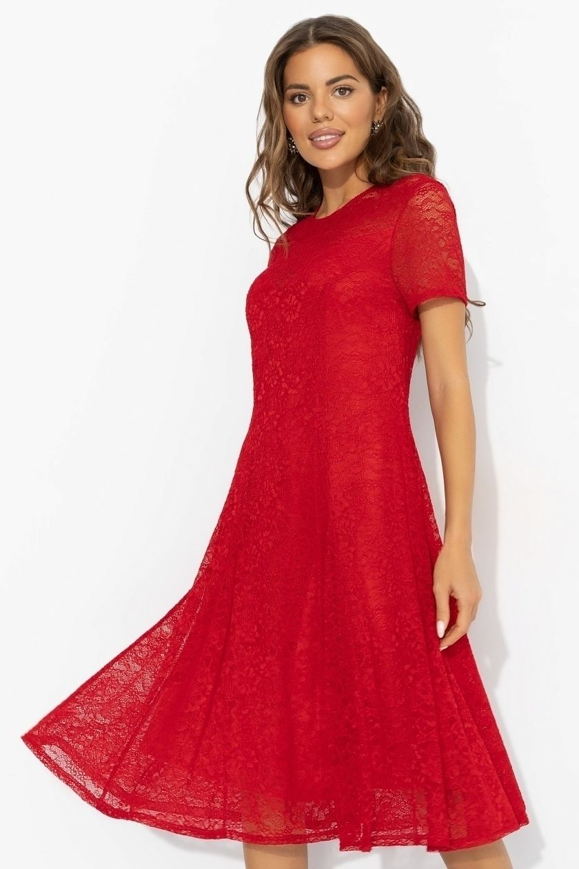 Платье кружевное красного цвета на подкладе Charutti(фото4)