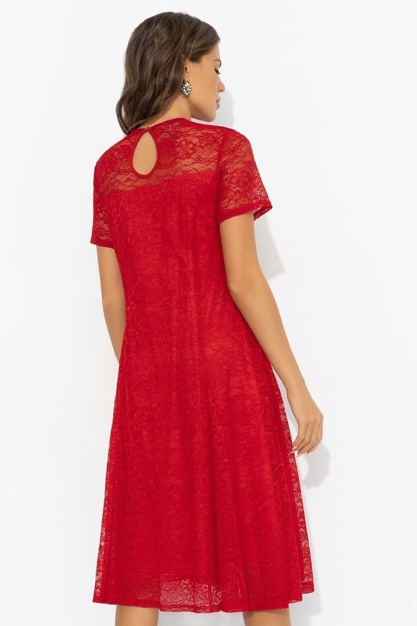 Платье кружевное красного цвета на подкладе Charutti(фото7)
