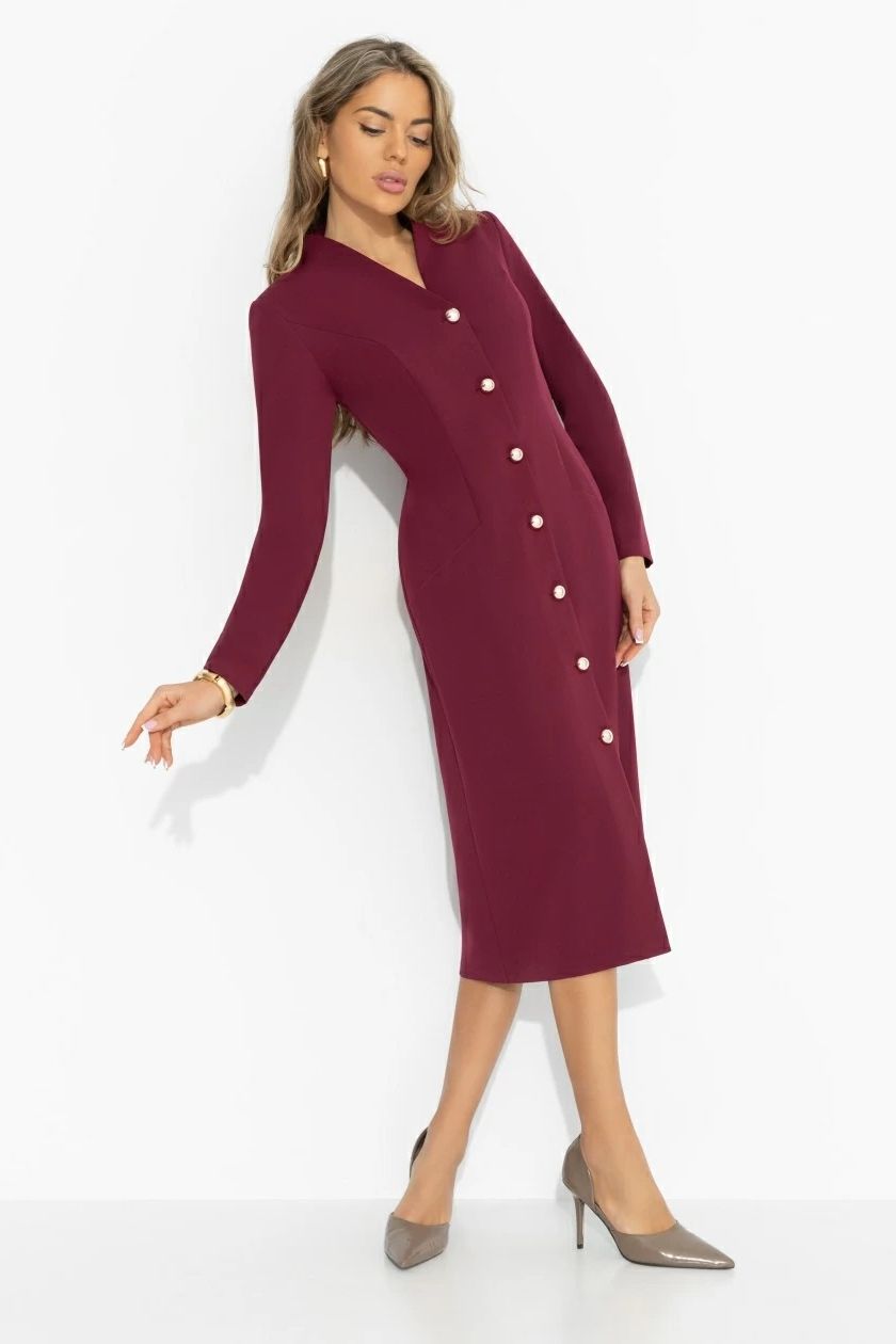 Платье бордовое на пуговицах Charutti(фото2)