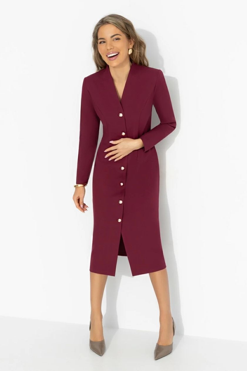 Платье бордовое на пуговицах Charutti(фото5)