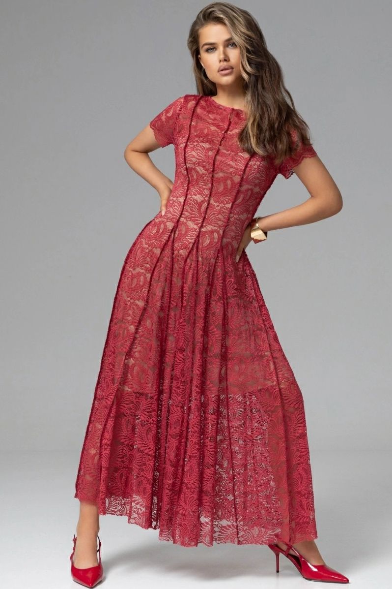 Платье красное из кружева на подкладе Charutti