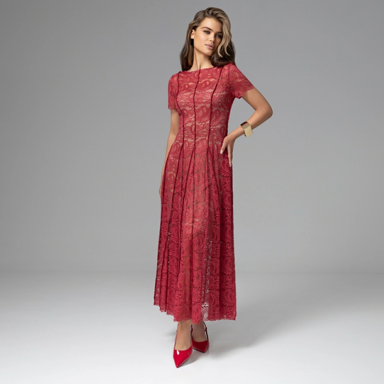 Платье красное из кружева на подкладе Charutti(фото5)